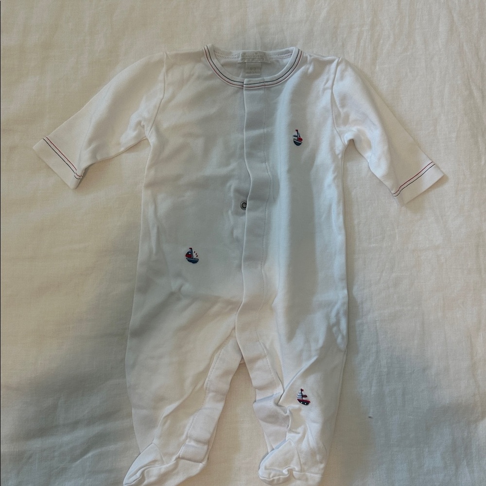 Kissy Kissy White Baby Onesie with Sailboat Embroidery